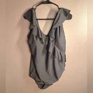 Black Ruffled One-Piece Swimsuit